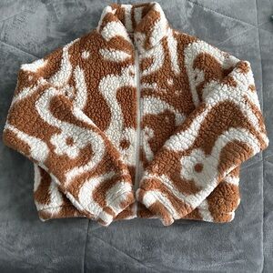 Hollister Tan and White Sherpa Jacket